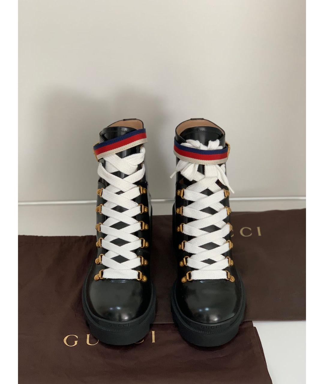 GUCCI Черные кожаные ботинки, фото 2