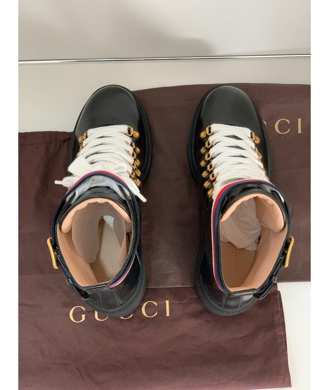 GUCCI Черные кожаные ботинки, фото 3