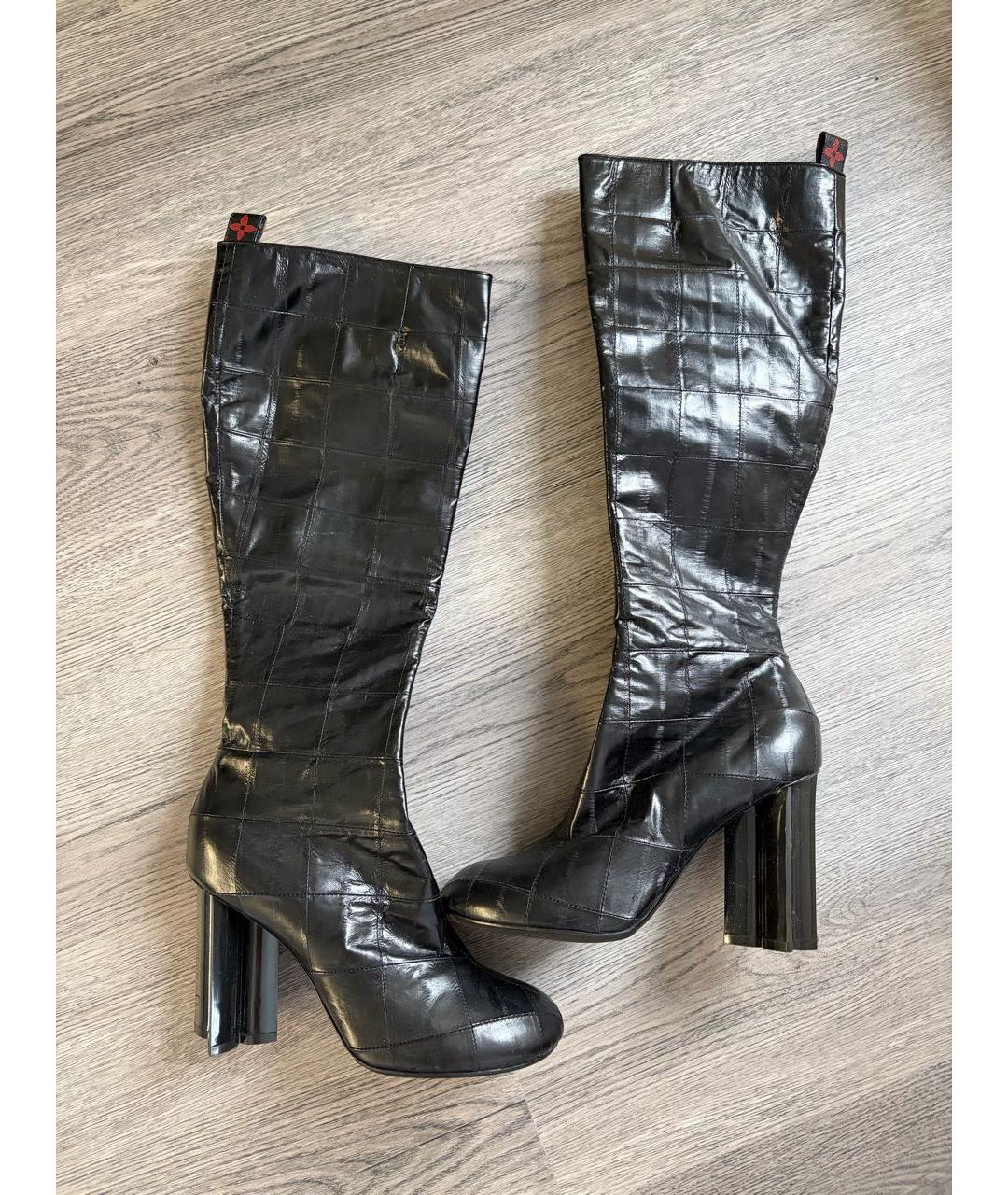 LOUIS VUITTON Черные кожаные сапоги, фото 2