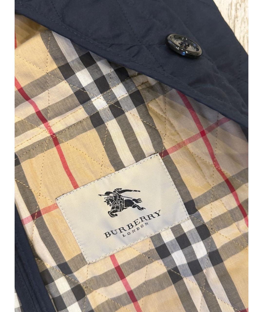 BURBERRY Темно-синяя хлопковая куртка, фото 3