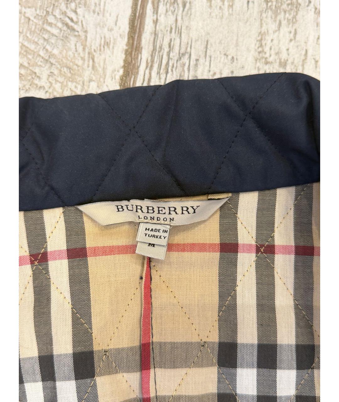 BURBERRY Темно-синяя хлопковая куртка, фото 2