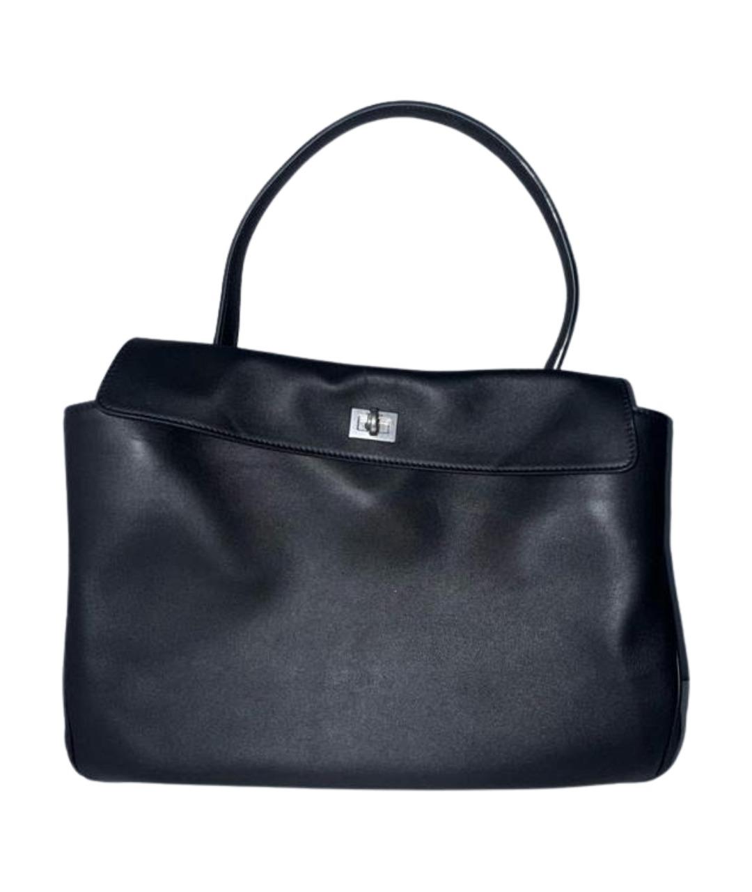 BALENCIAGA Черная кожаная сумка с короткими ручками, фото 1