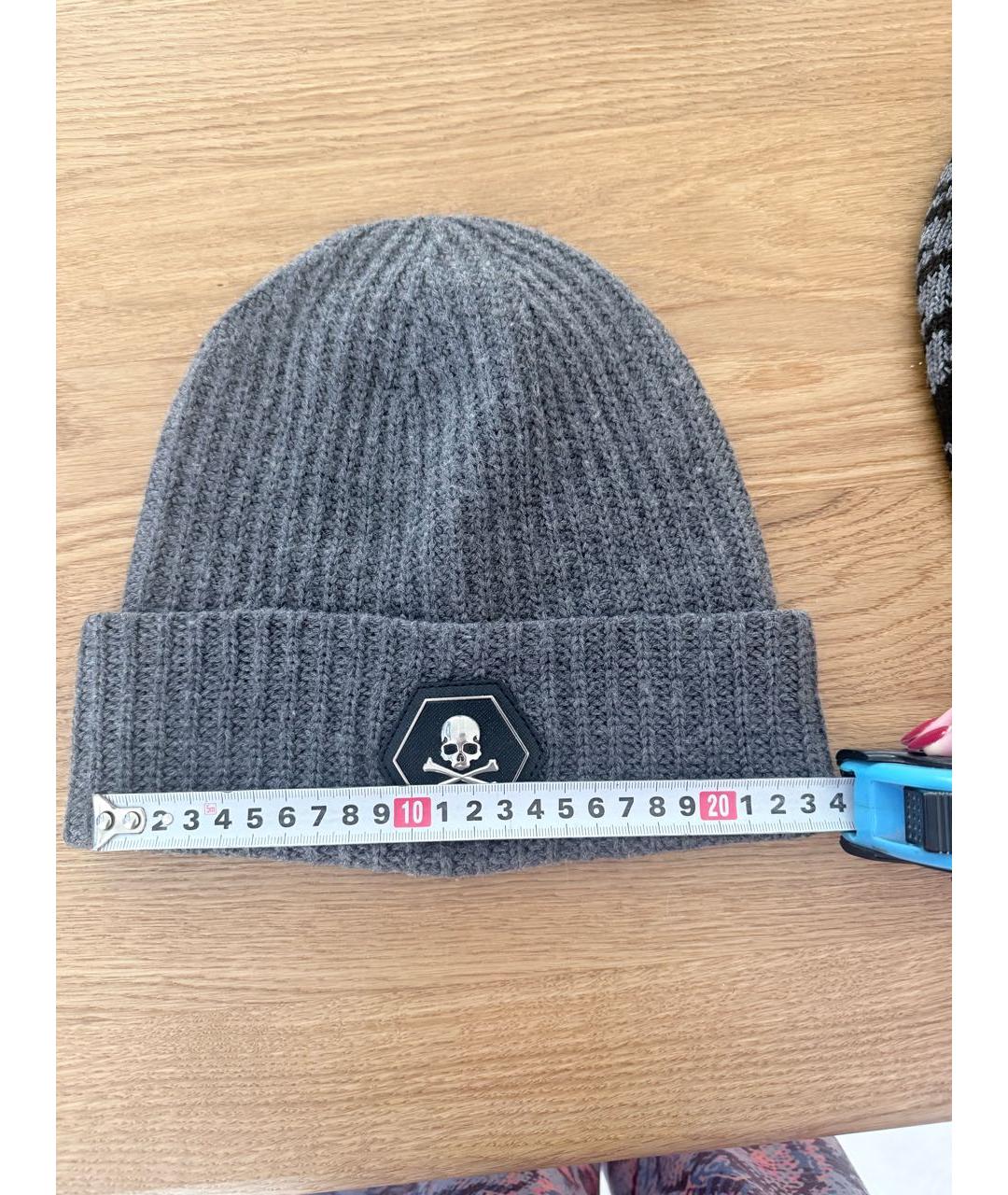 PHILIPP PLEIN Серая кашемировая шапка, фото 2
