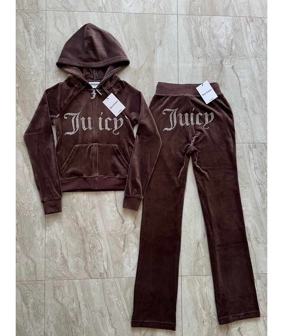 JUICY COUTURE Коричневый велюровый спортивные костюмы, фото 2