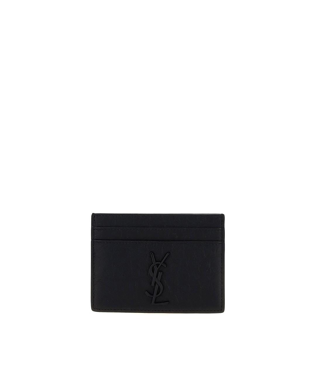 SAINT LAURENT Черный кожаный кардхолдер, фото 1