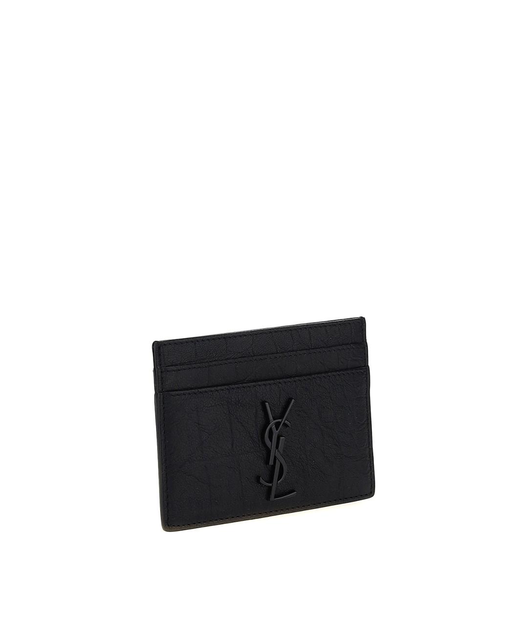 SAINT LAURENT Черный кожаный кардхолдер, фото 2