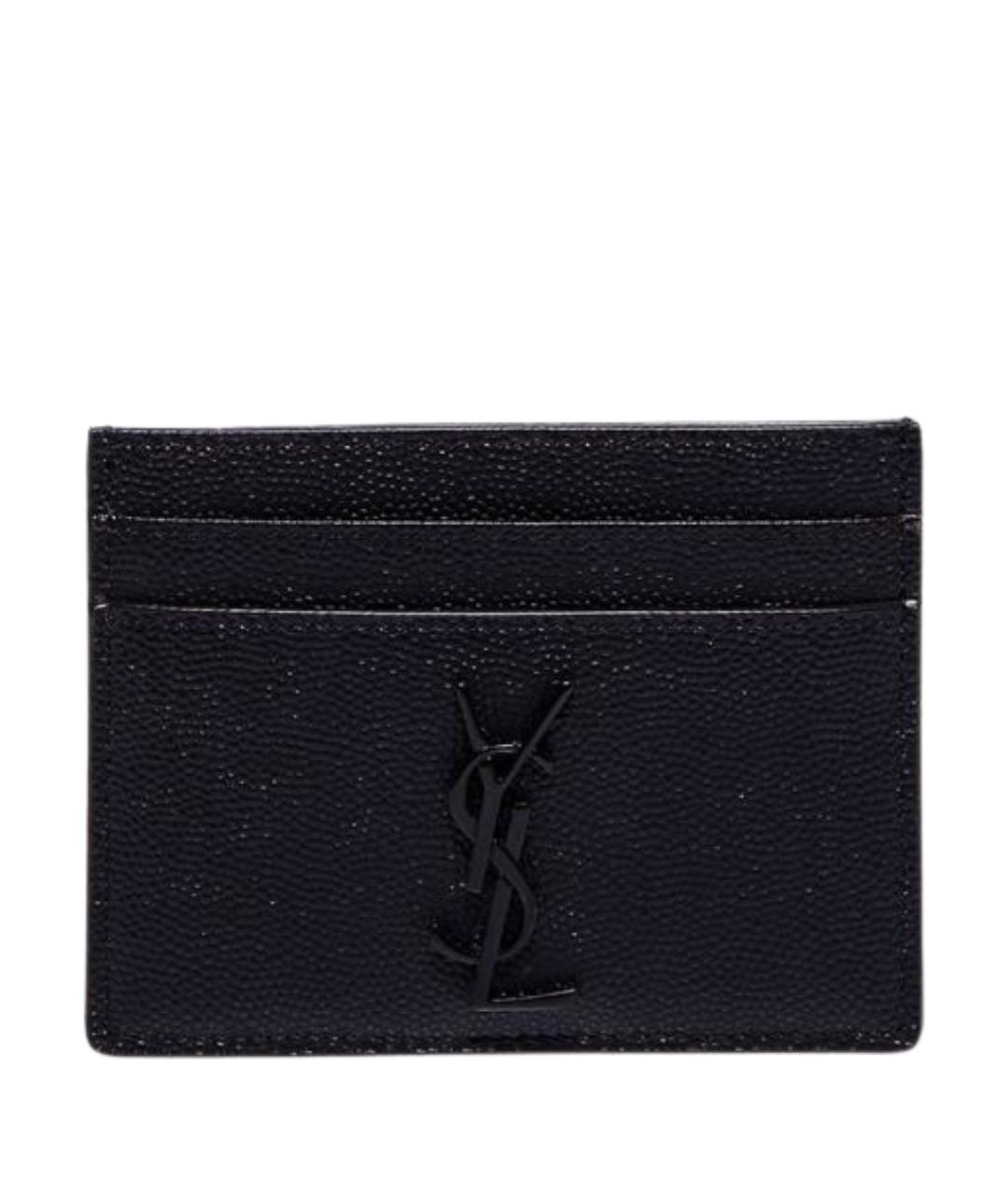 SAINT LAURENT Черный кожаный кардхолдер, фото 1