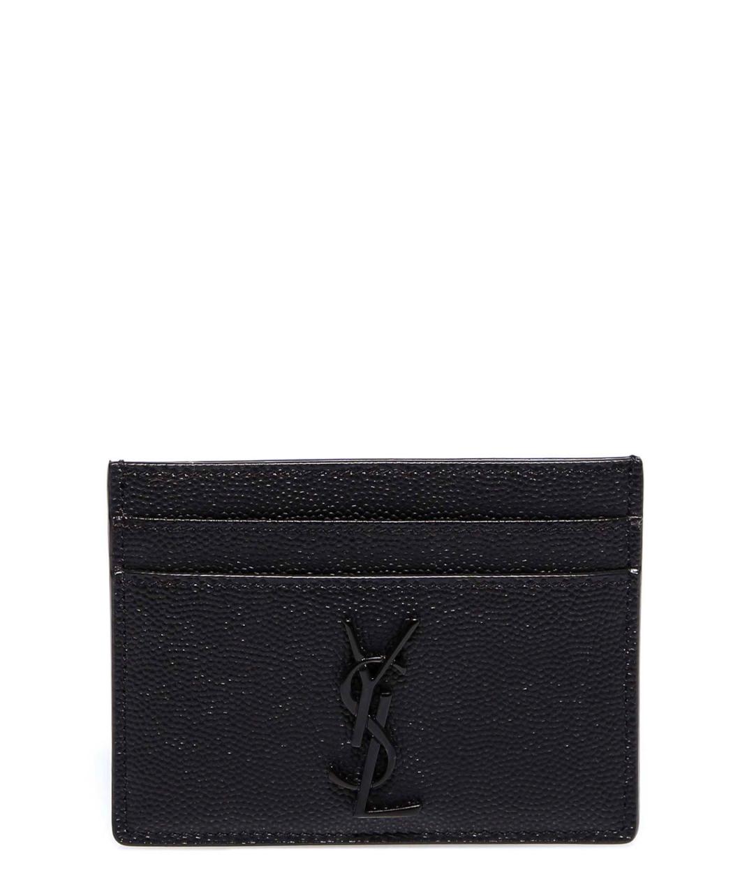 SAINT LAURENT Черный кожаный кардхолдер, фото 3