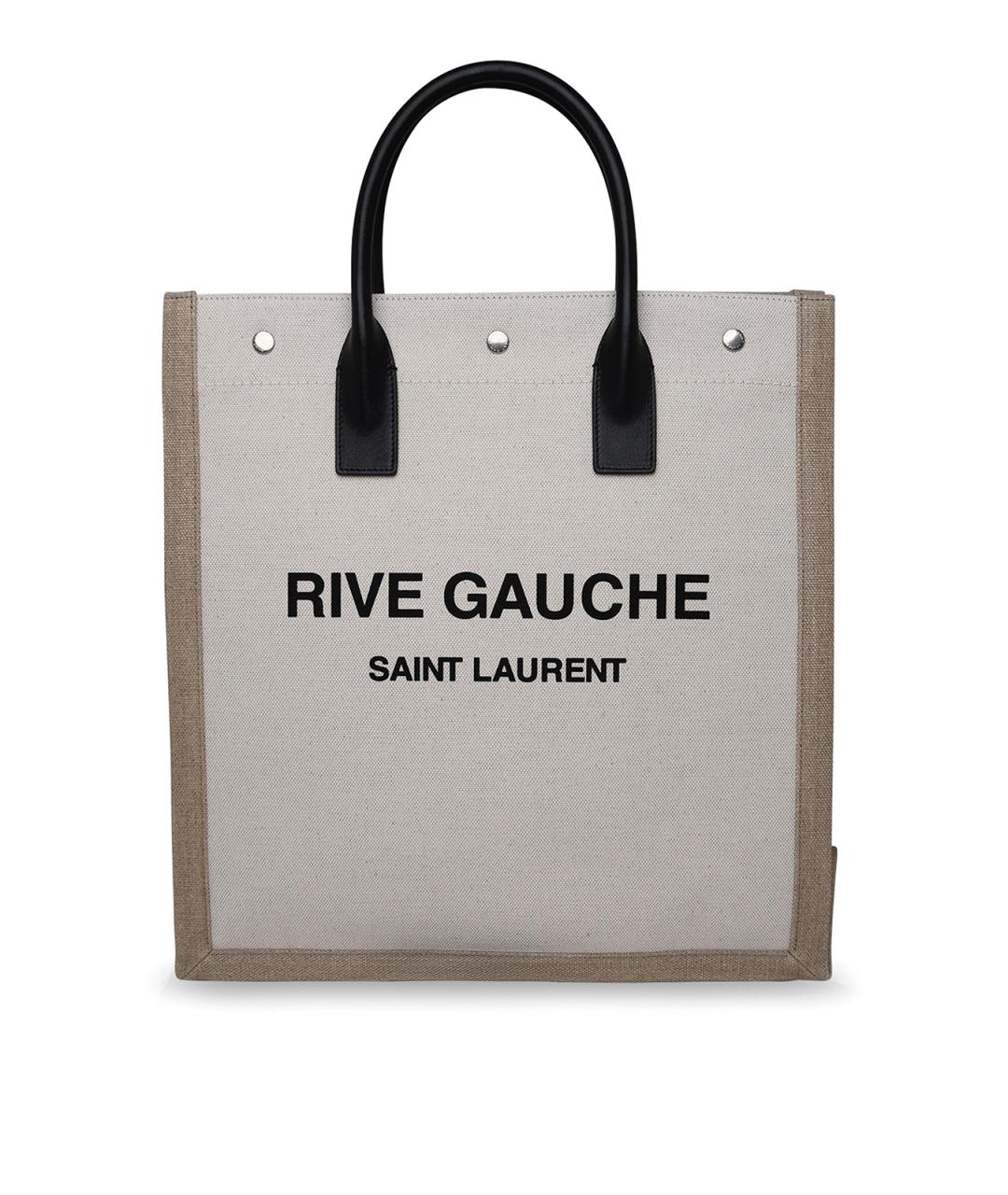 SAINT LAURENT Бежевая хлопковая сумка тоут, фото 1