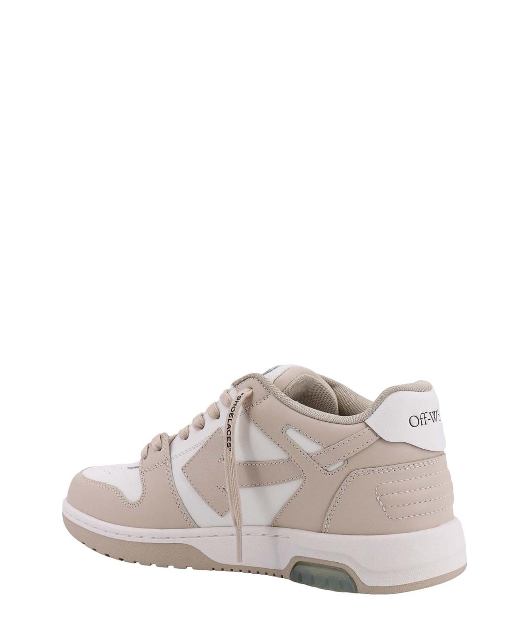 OFF-WHITE Бежевые кожаные низкие кроссовки / кеды, фото 3