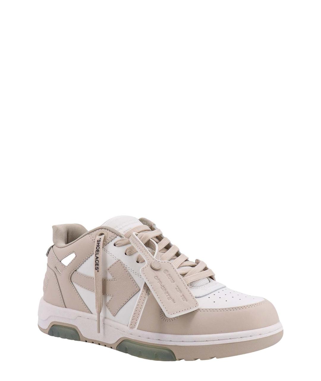 OFF-WHITE Бежевые кожаные низкие кроссовки / кеды, фото 2