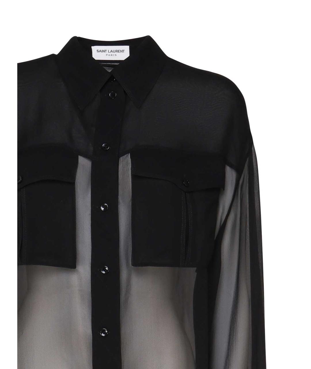 SAINT LAURENT Черная шелковая рубашка, фото 3