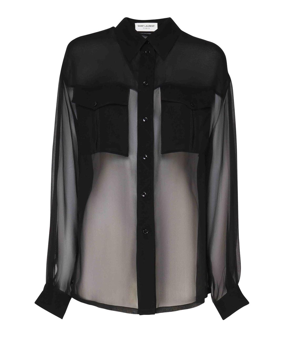 SAINT LAURENT Черная шелковая рубашка, фото 1