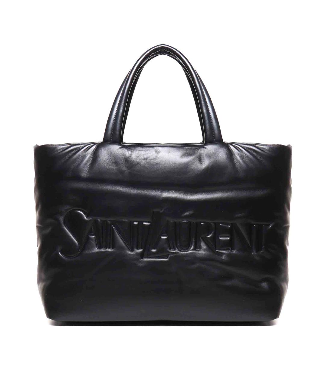 SAINT LAURENT Черная кожаная сумка тоут, фото 1