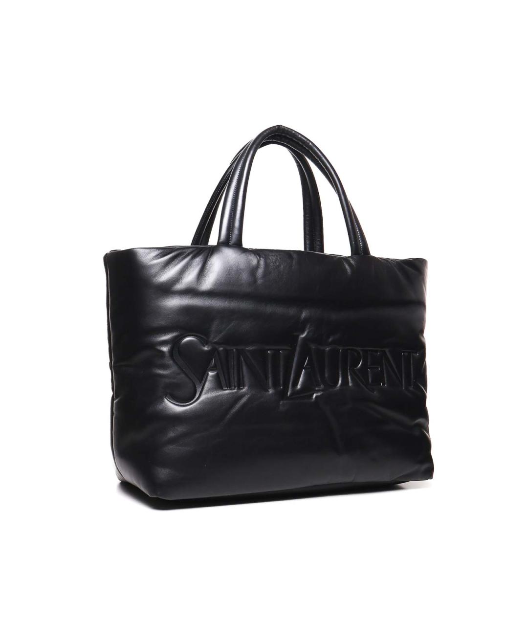 SAINT LAURENT Черная кожаная сумка тоут, фото 3
