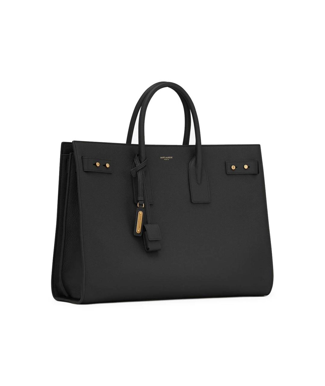 SAINT LAURENT Черная кожаная сумка тоут, фото 2
