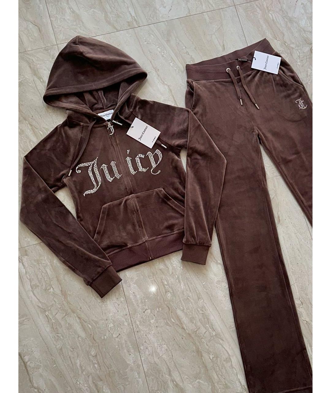 JUICY COUTURE Коричневый велюровый спортивные костюмы, фото 2