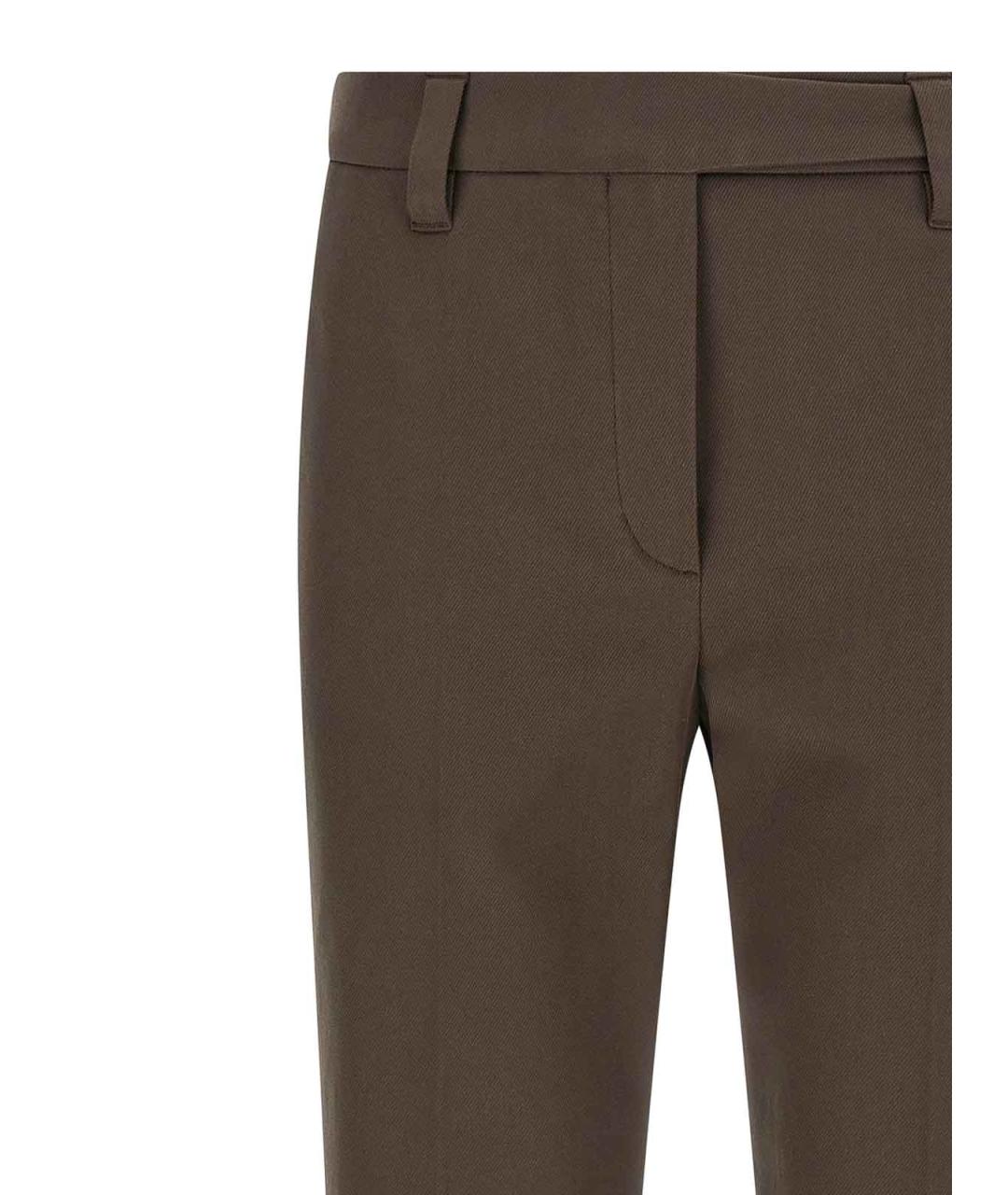 BRUNELLO CUCINELLI Коричневые хлопковые прямые брюки, фото 3