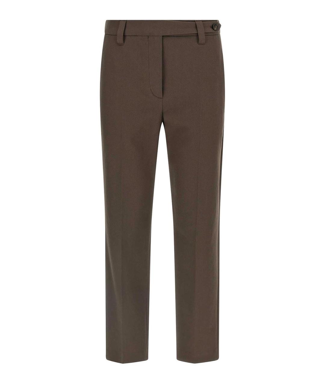 BRUNELLO CUCINELLI Коричневые хлопковые прямые брюки, фото 1