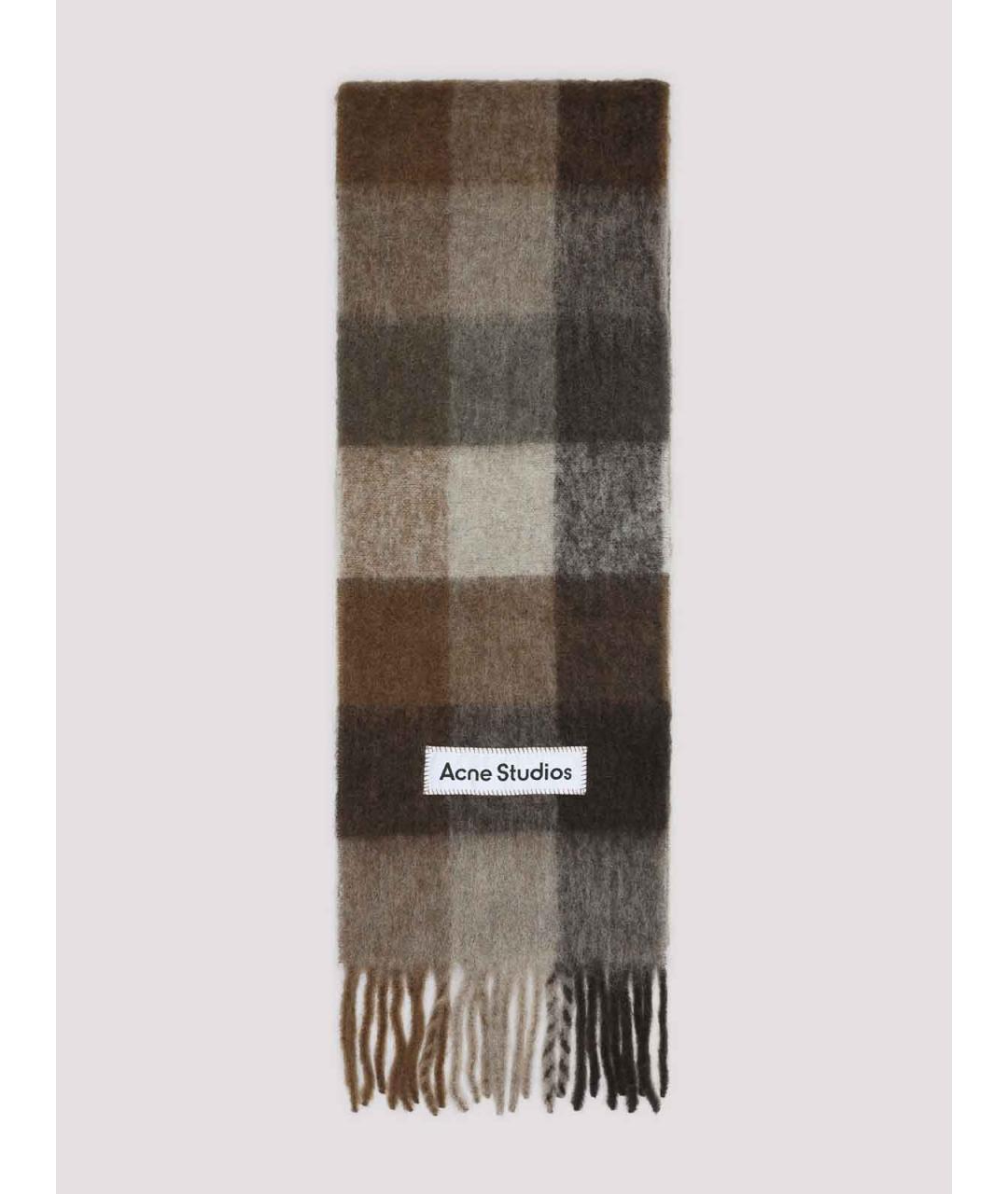 ACNE STUDIOS Коричневый шерстяной шарф, фото 3