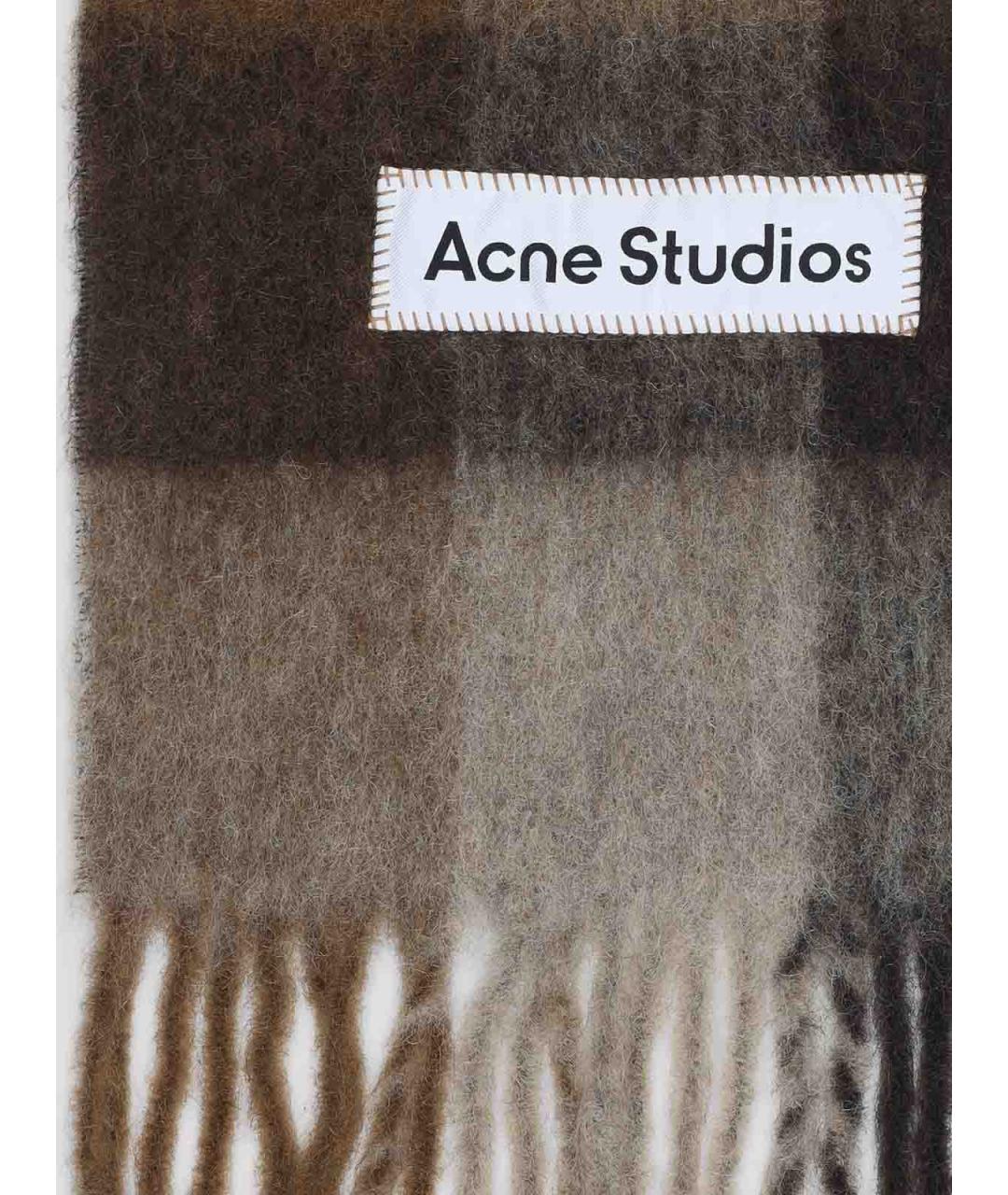 ACNE STUDIOS Коричневый шерстяной шарф, фото 2