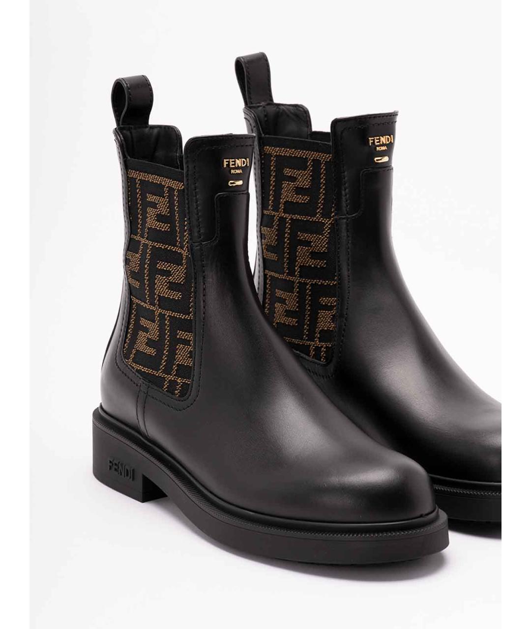FENDI Черные кожаные ботинки, фото 5