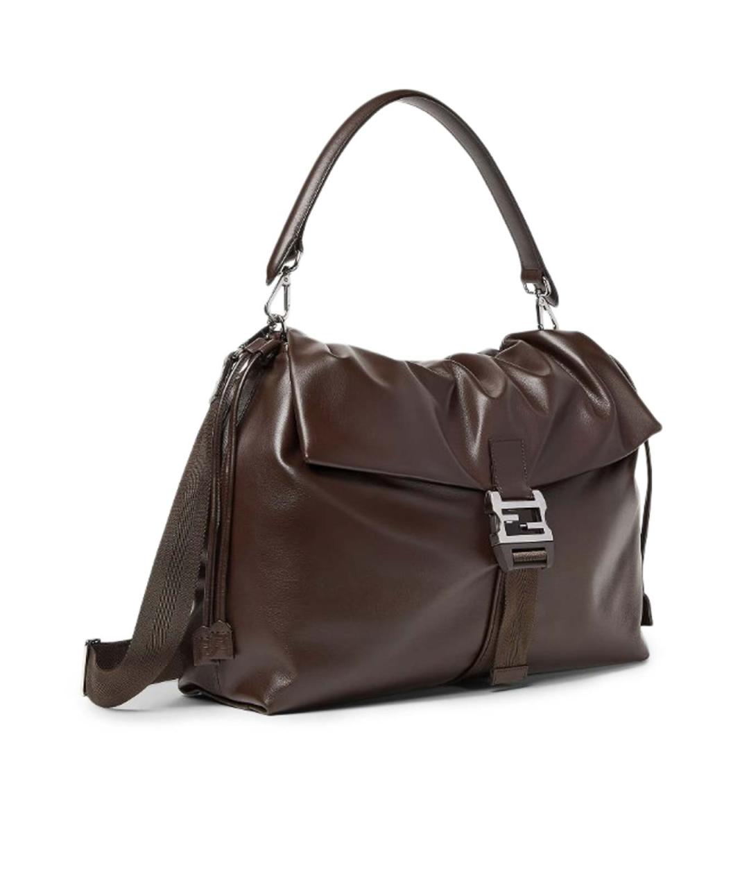 FENDI Коричневая кожаная сумка на плечо, фото 4