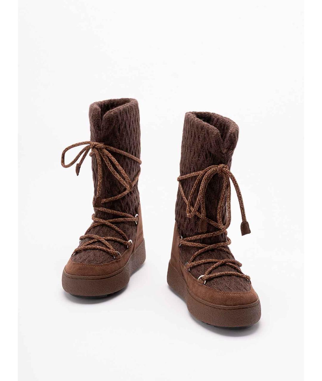 MOON BOOT Коричневые текстильные сапоги, фото 2