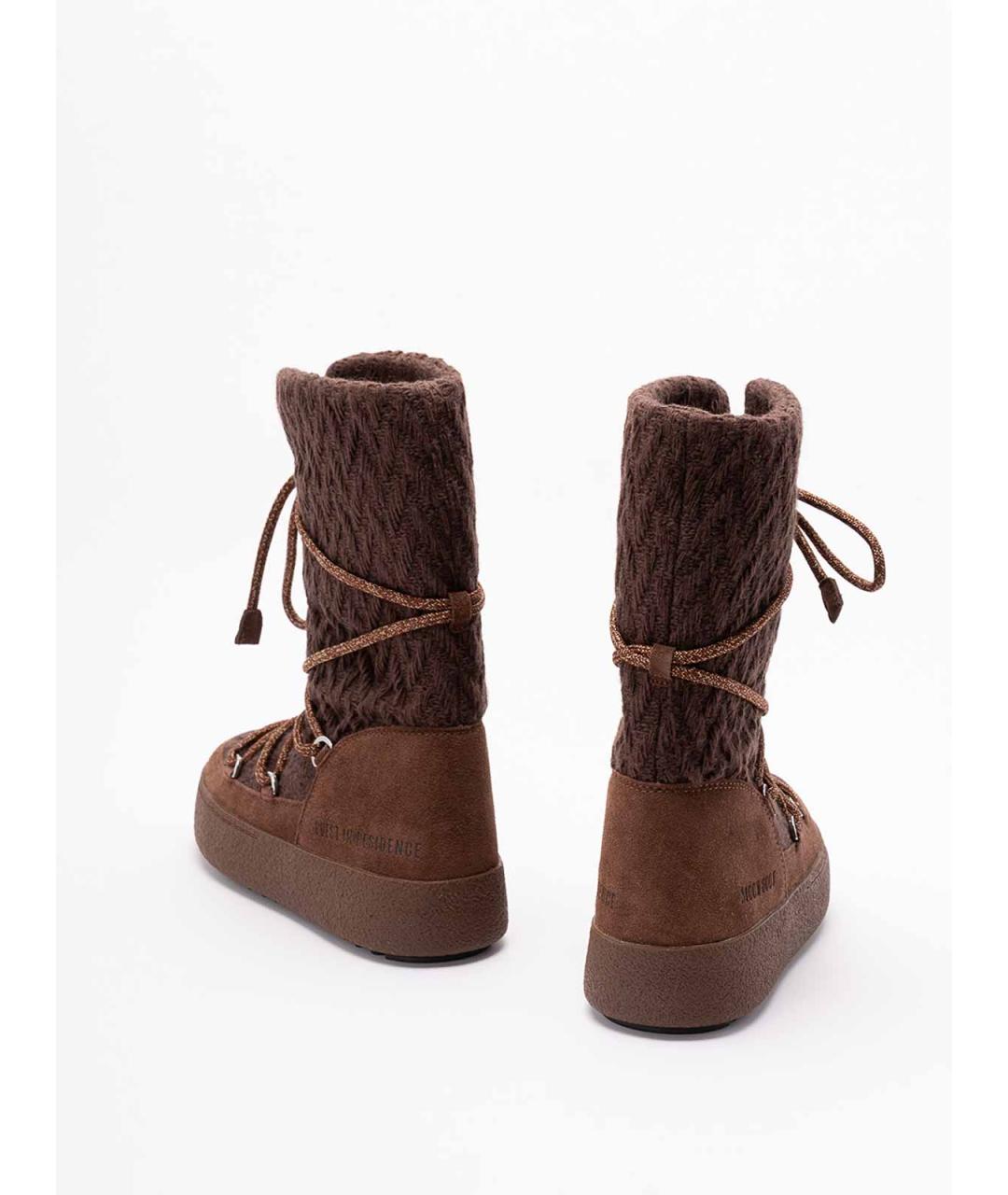 MOON BOOT Коричневые текстильные сапоги, фото 3