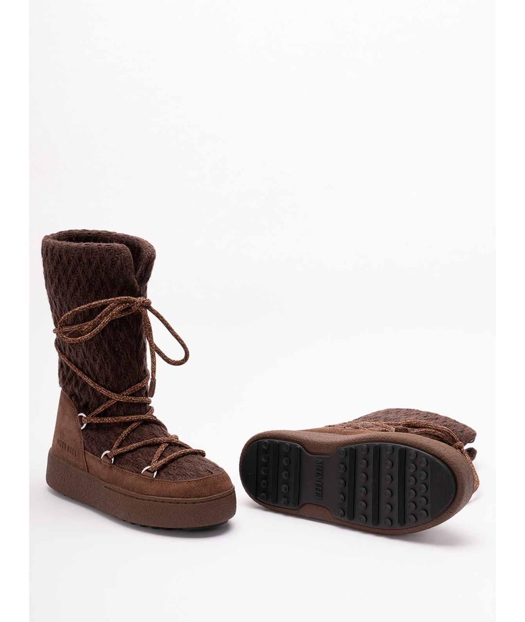 MOON BOOT Коричневые текстильные сапоги, фото 4