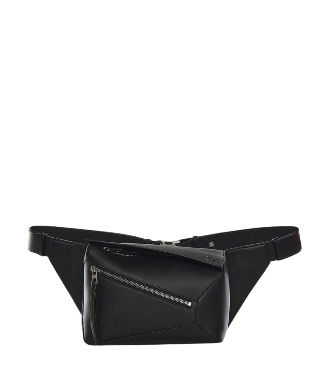 LOEWE Черная кожаная поясная сумка, фото 1