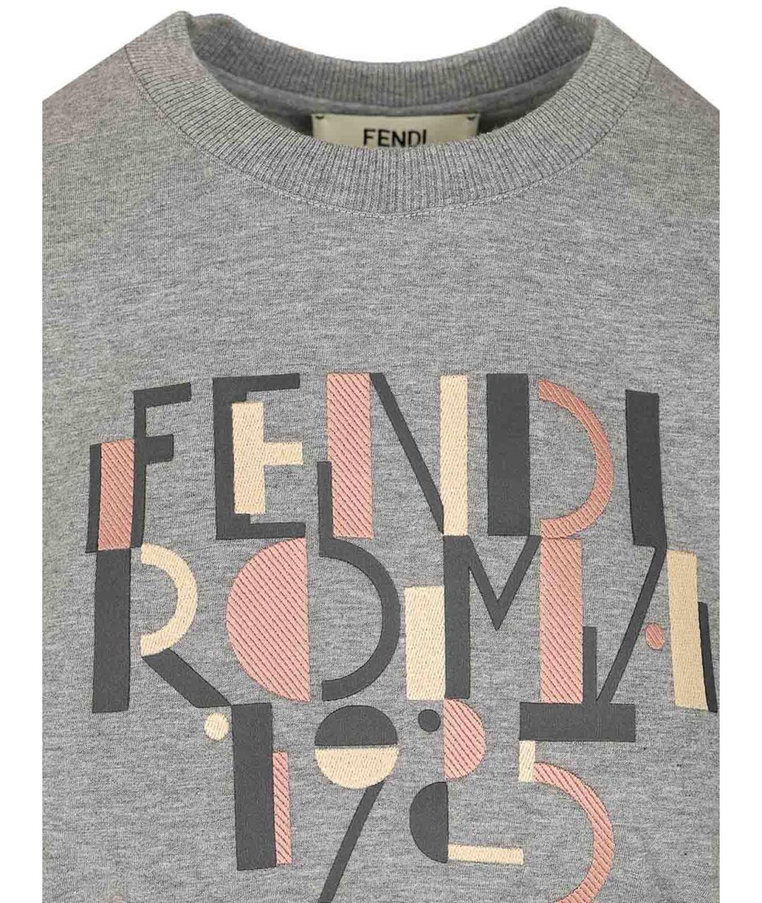 FENDI Серая хлопковая футболка, фото 3
