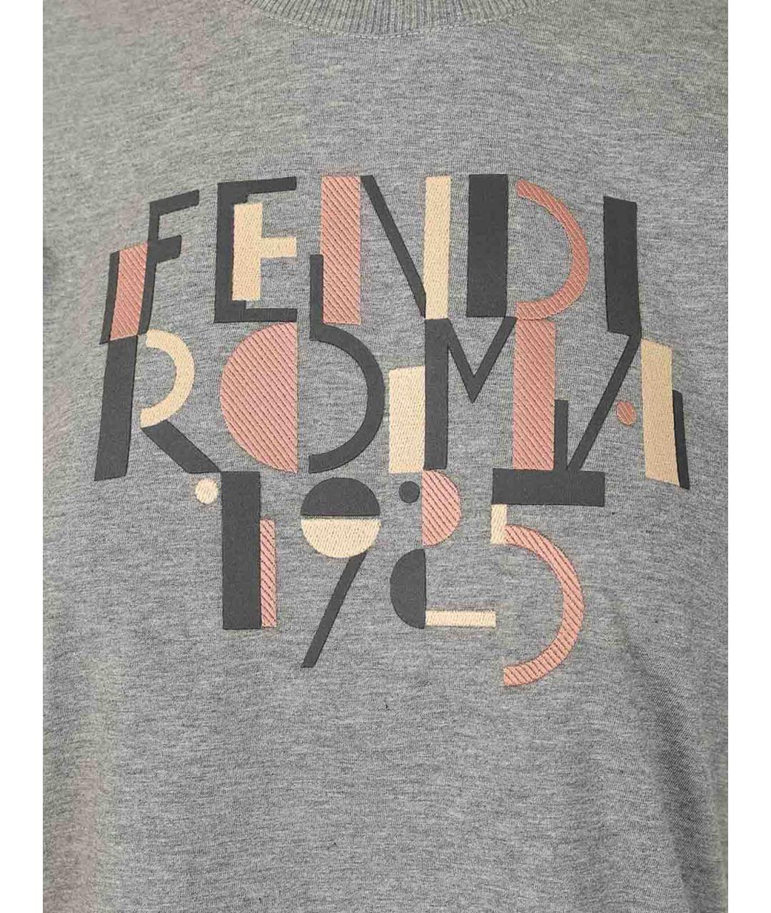 FENDI Серая хлопковая футболка, фото 4