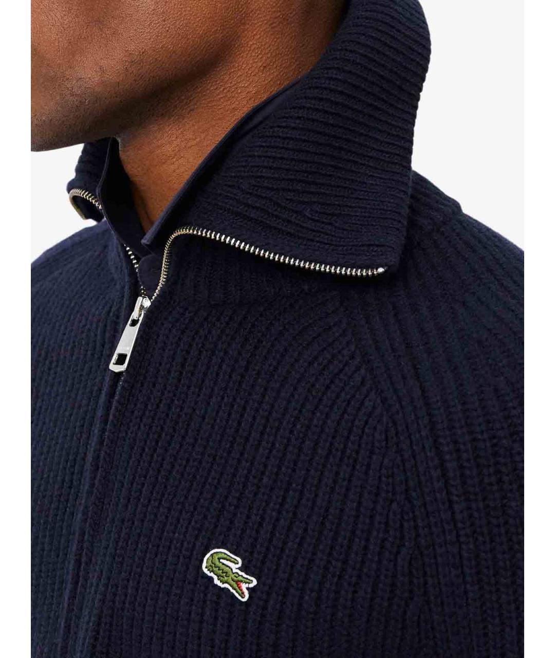 LACOSTE Темно-синий шерстяной кардиган, фото 3