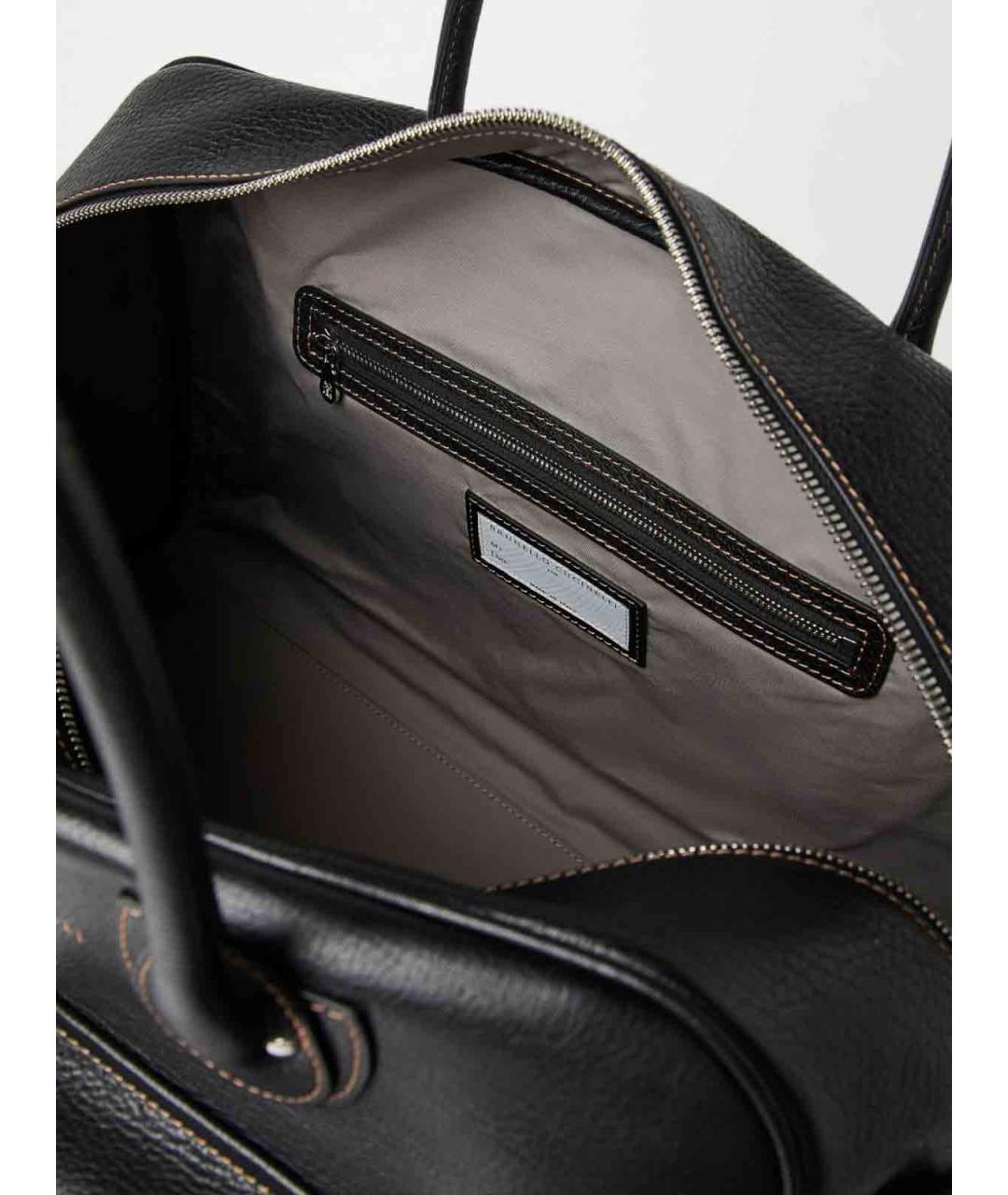 BRUNELLO CUCINELLI Черная кожаная сумка тоут, фото 6