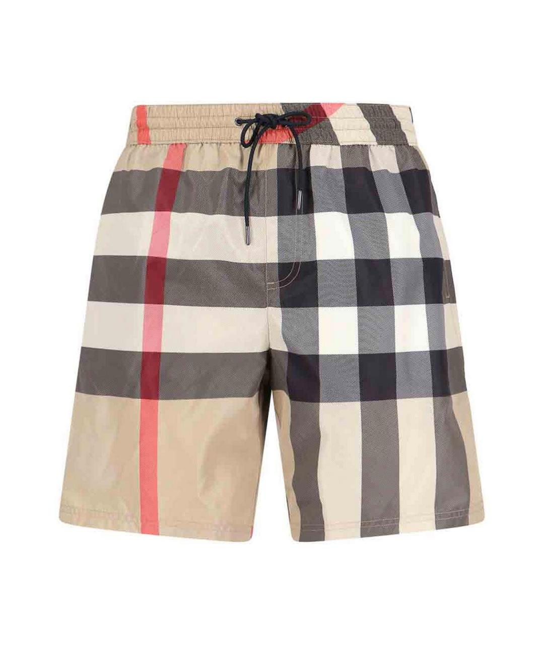 BURBERRY Бежевые полиэстеровые шорты, фото 1