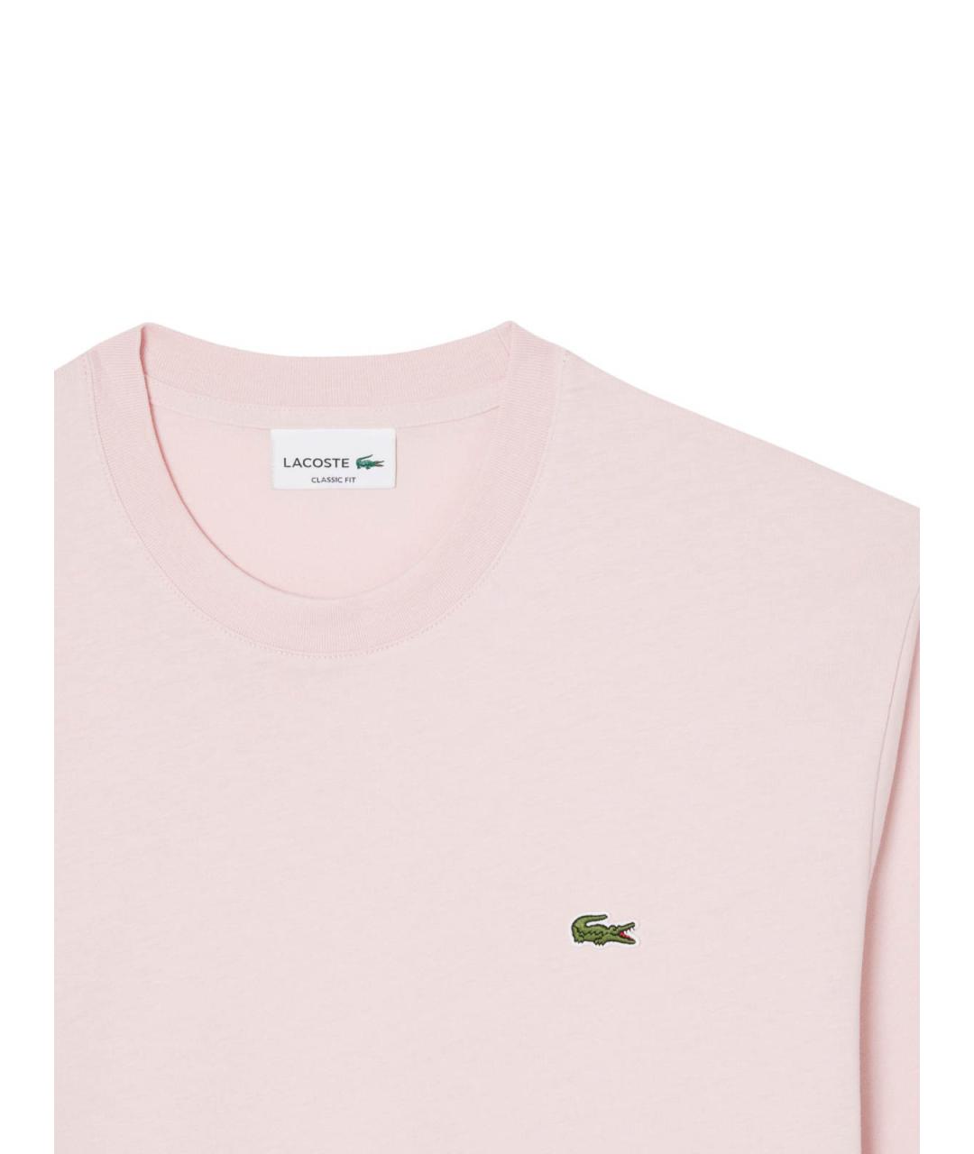 LACOSTE Розовая хлопковая футболка, фото 2