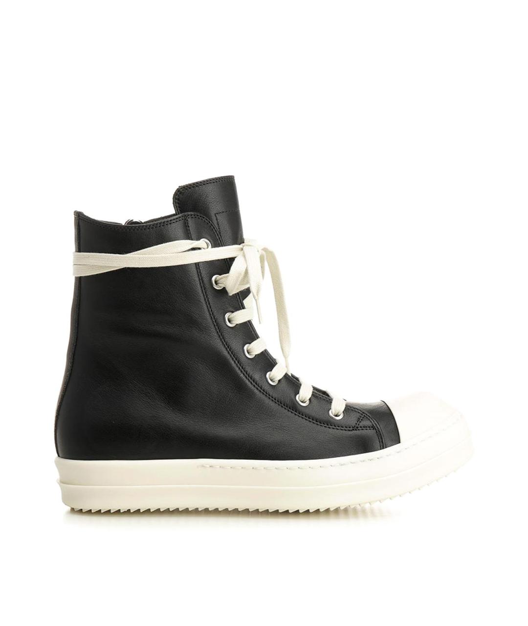 RICK OWENS Черные кожаные высокие кроссовки / кеды, фото 1