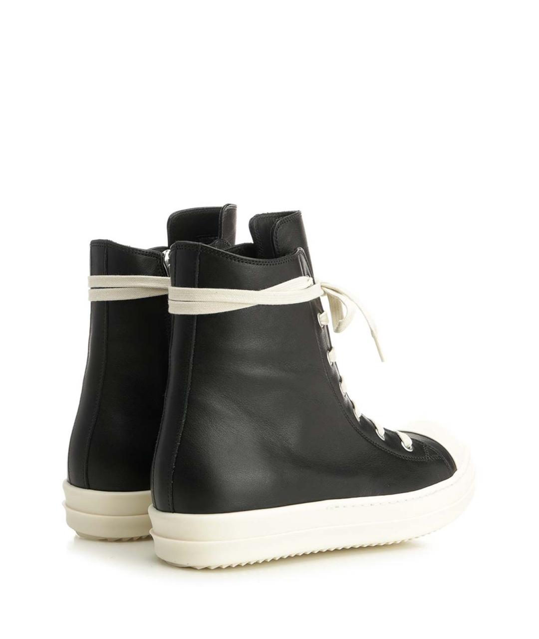 RICK OWENS Черные кожаные высокие кроссовки / кеды, фото 3