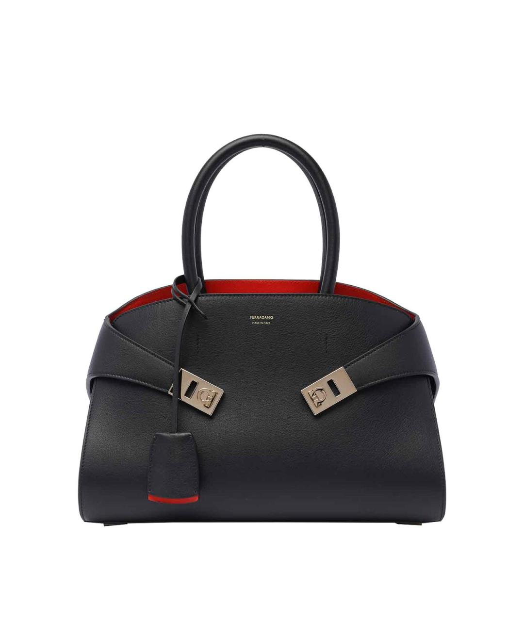 FERRAGAMO Черная кожаная сумка тоут, фото 1