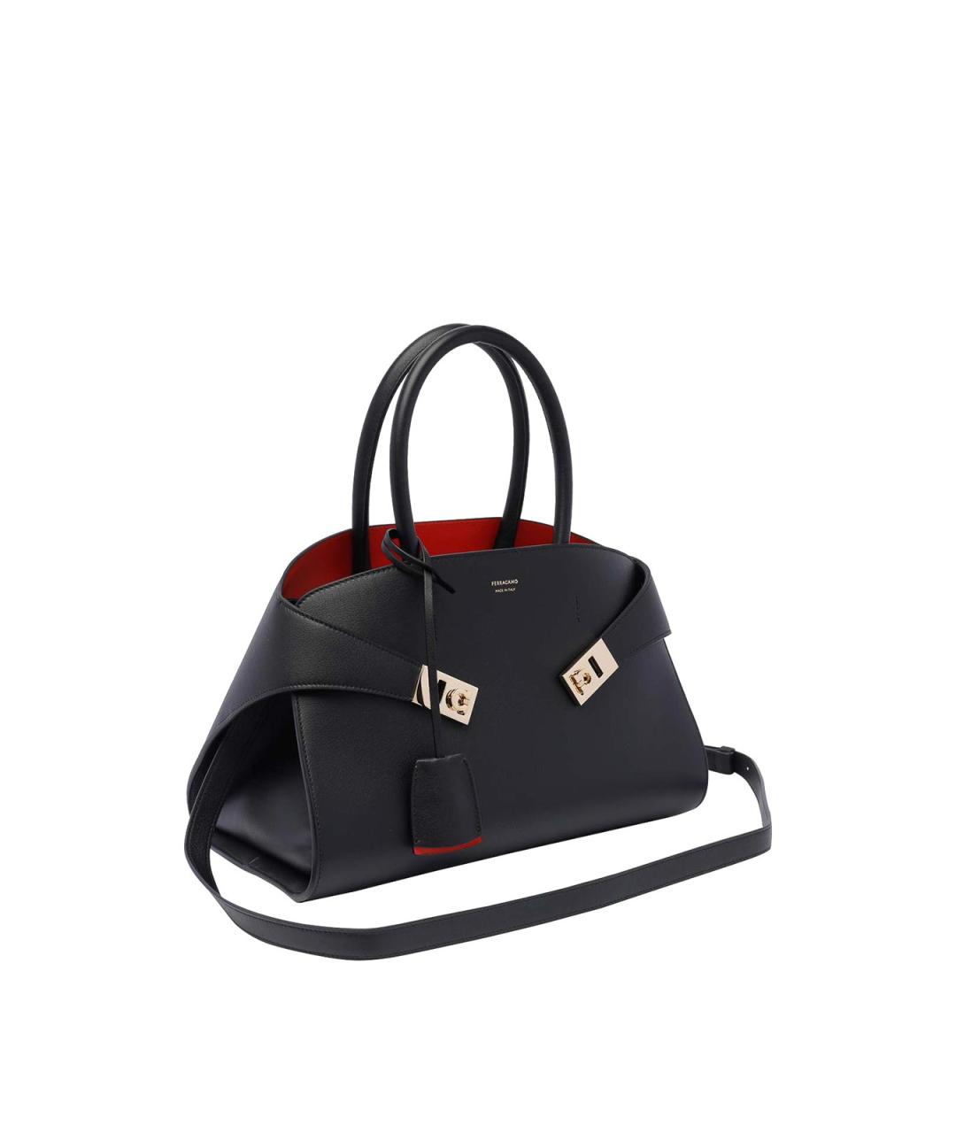FERRAGAMO Черная кожаная сумка тоут, фото 2