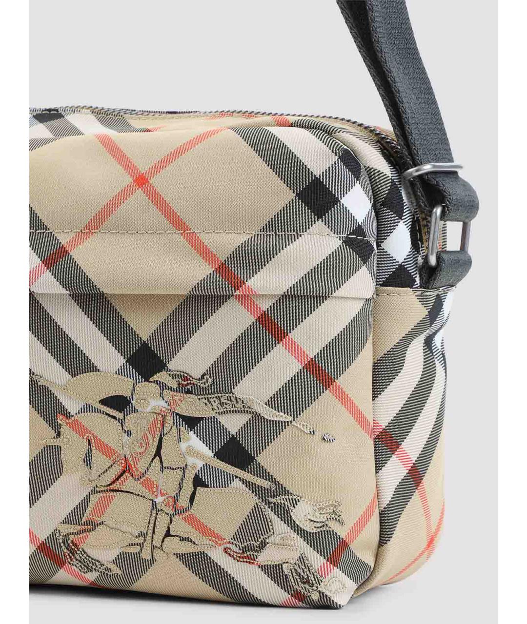 BURBERRY Бежевая тканевая сумка на плечо, фото 3