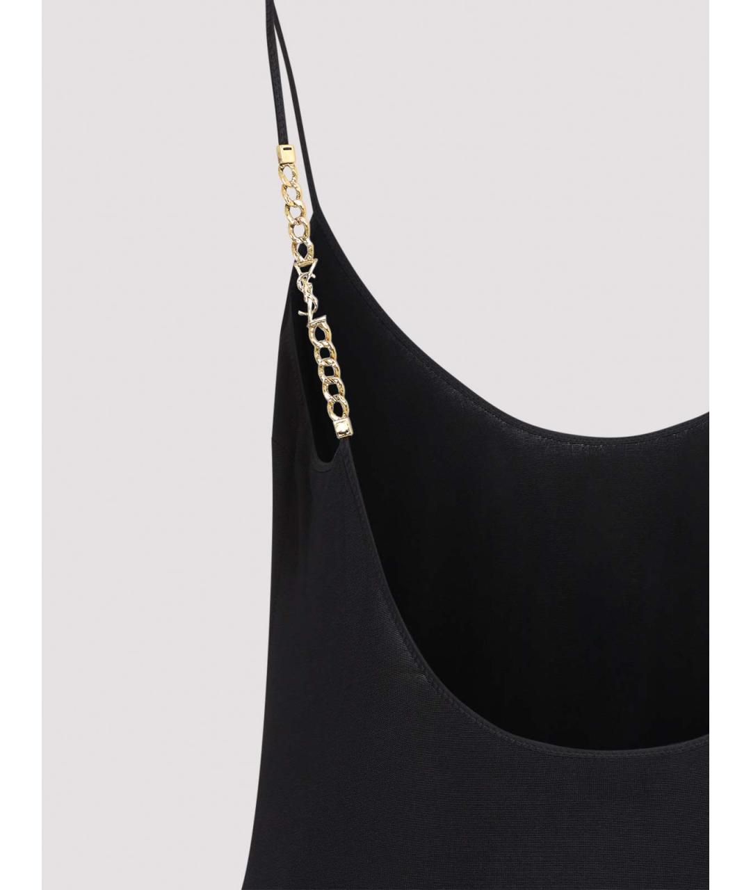 SAINT LAURENT Черное вискозное вечернее платье, фото 4