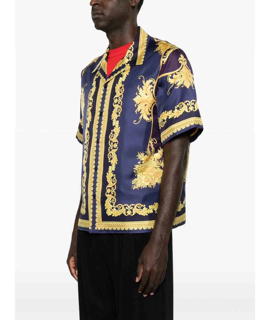 VERSACE Фиолетовая шелковая кэжуал рубашка, фото 4