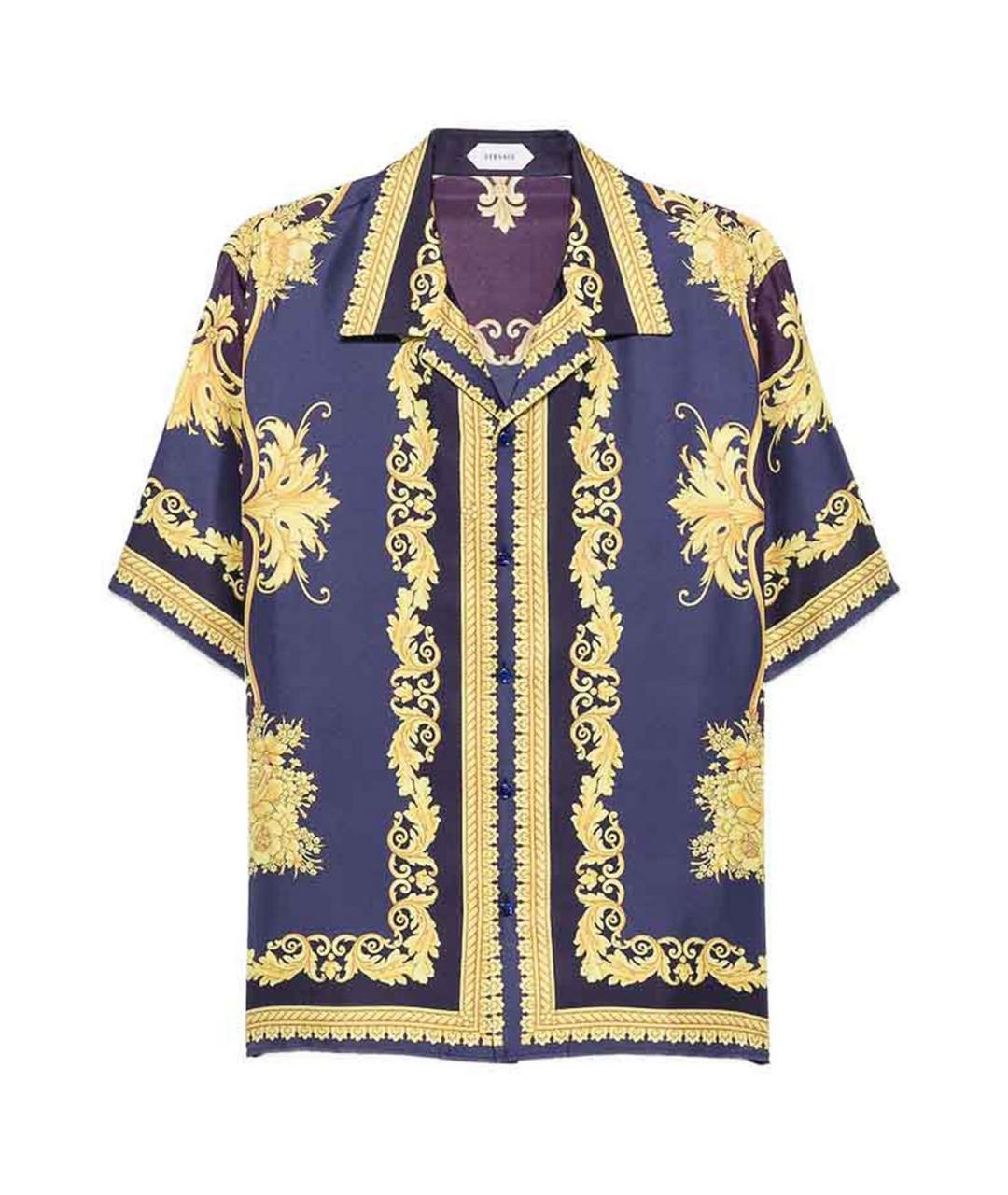 VERSACE Фиолетовая шелковая кэжуал рубашка, фото 1