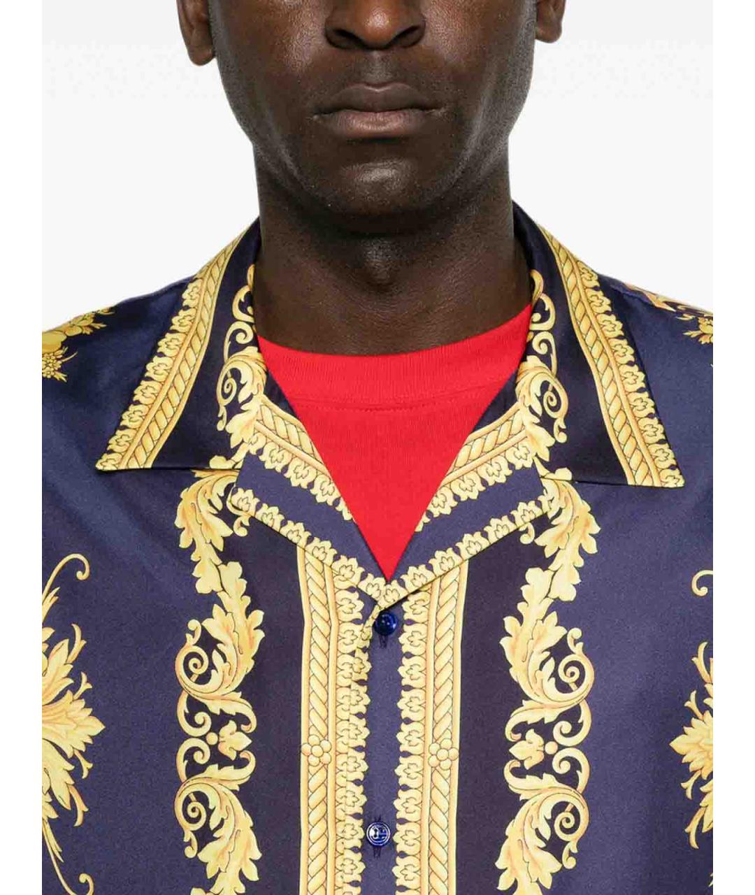 VERSACE Фиолетовая шелковая кэжуал рубашка, фото 2