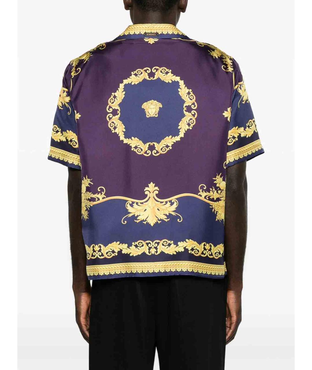 VERSACE Фиолетовая шелковая кэжуал рубашка, фото 5