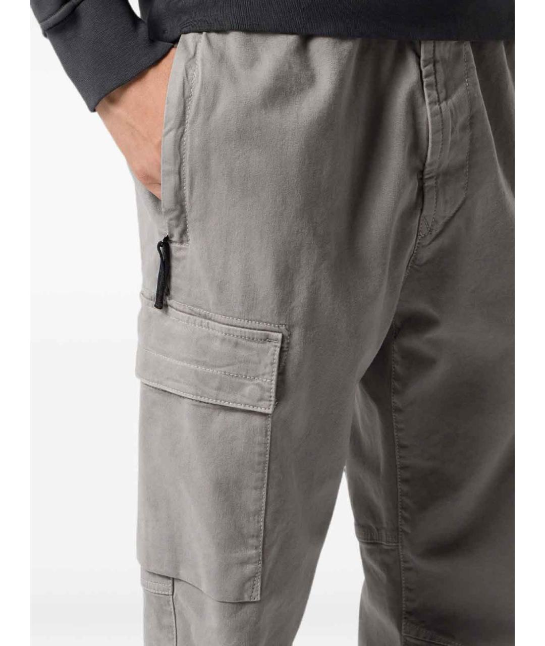STONE ISLAND Серые хлопковые повседневные брюки, фото 4