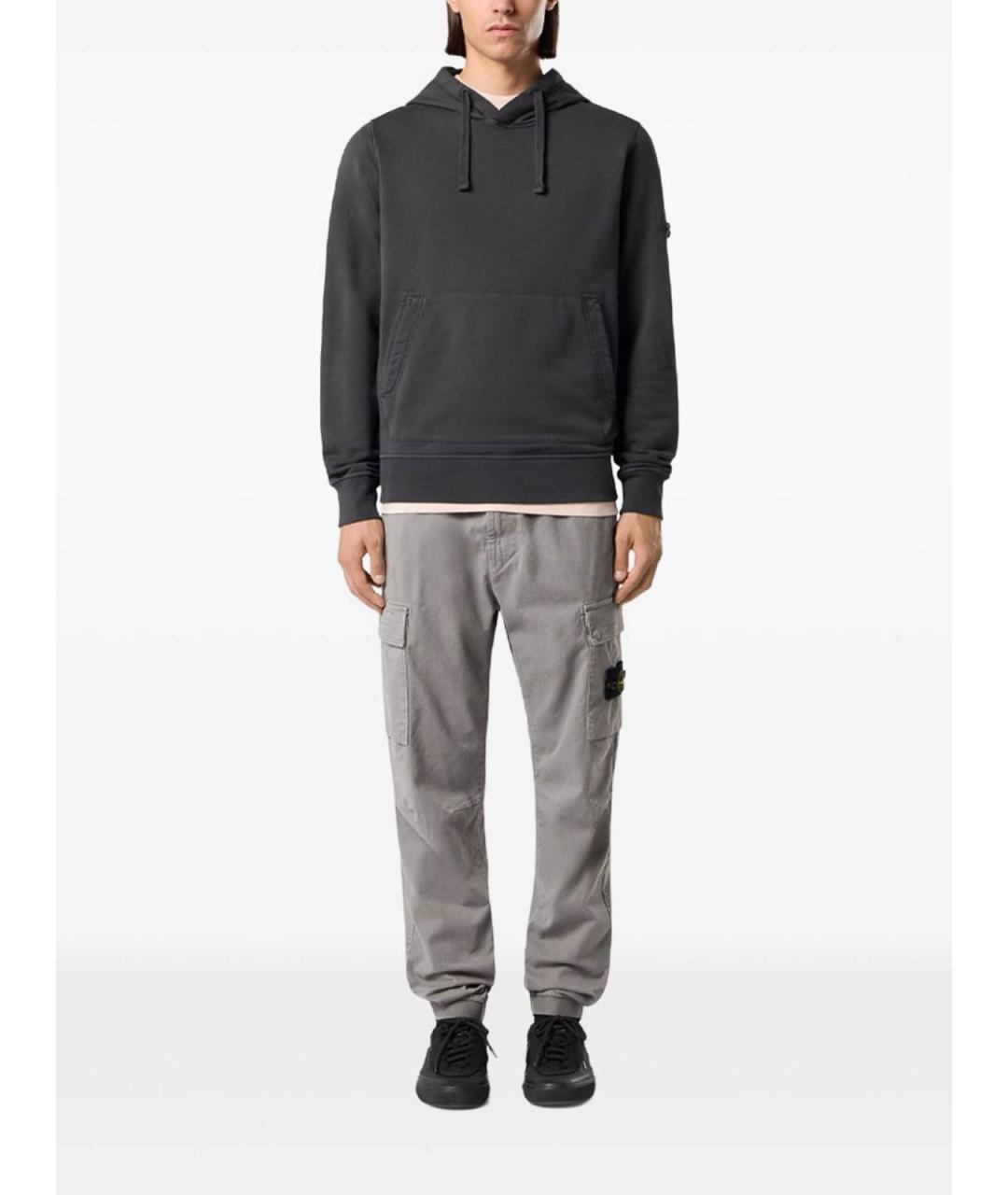 STONE ISLAND Серые хлопковые повседневные брюки, фото 6