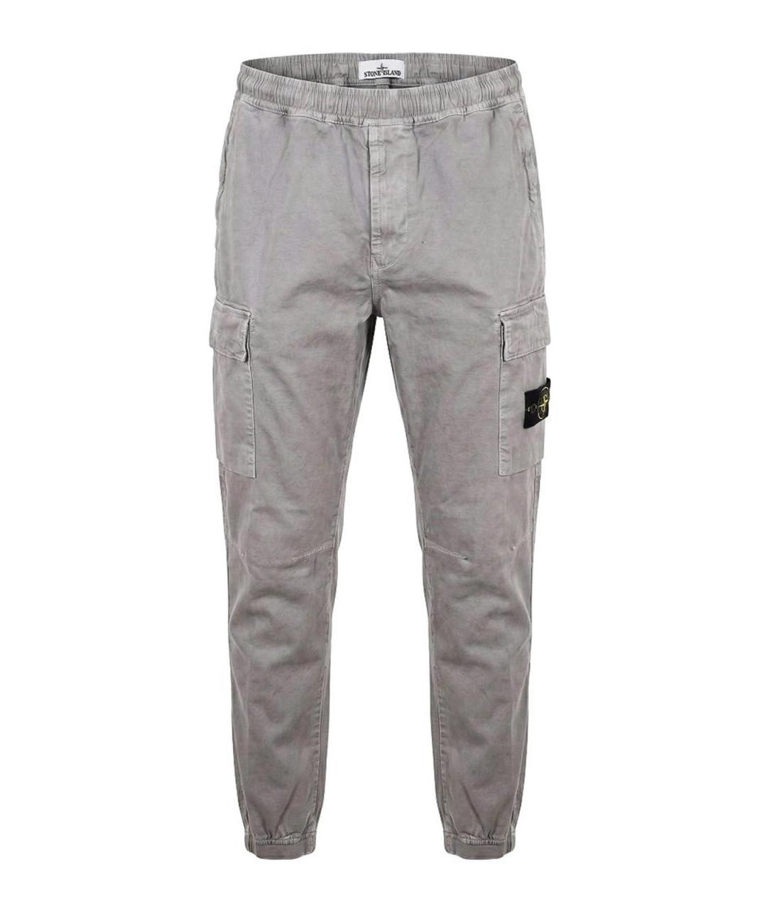 STONE ISLAND Серые хлопковые повседневные брюки, фото 1